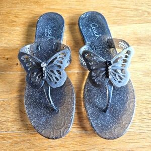 Coach Pasarella Butterfly Smoke Y2K Jelly Sandals Flip Flops Summer Beach Size 8